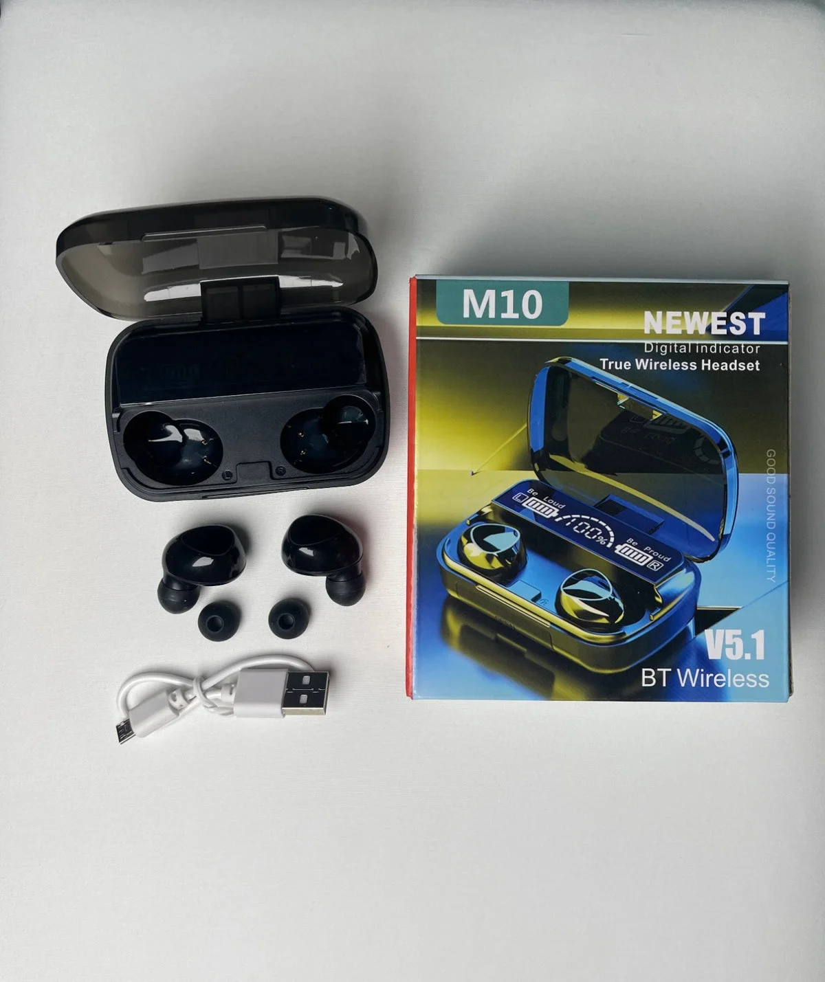 M10 True Wireless Earbuds — Bluetooth 5.1, IPX6 Waterproof, Wireless Charging Case & Touch Controls - Image 2